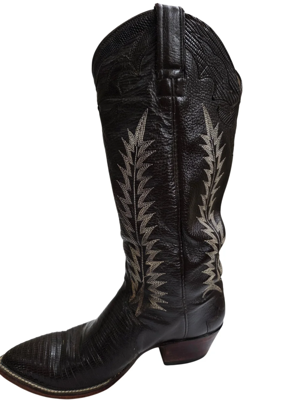 Cowtown Western Cowboy Boots Dark brown Exotic Teju Lizard women size 6.5 B Vint